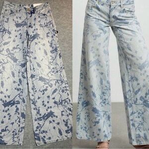 BDG Light Blue Botanical Wide-Leg Jeans